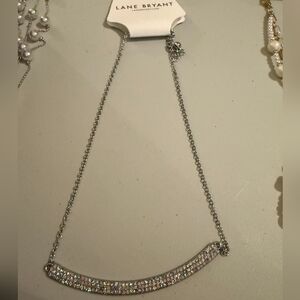 Lane Bryant Silver Necklace with Crystal Details